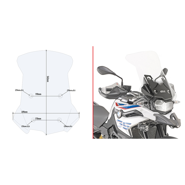 Kappa Parabrisas Específico Transparente - (Kit de instalcion incluido ) BMW F750 GS (18-22)